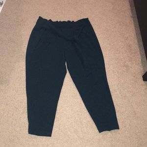 Paper Bag Capri Dark Green Dress Pants- Plus Size